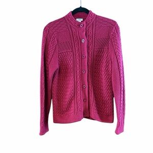L.L. Bean Vintage Cable Knit Cardigan Sweater